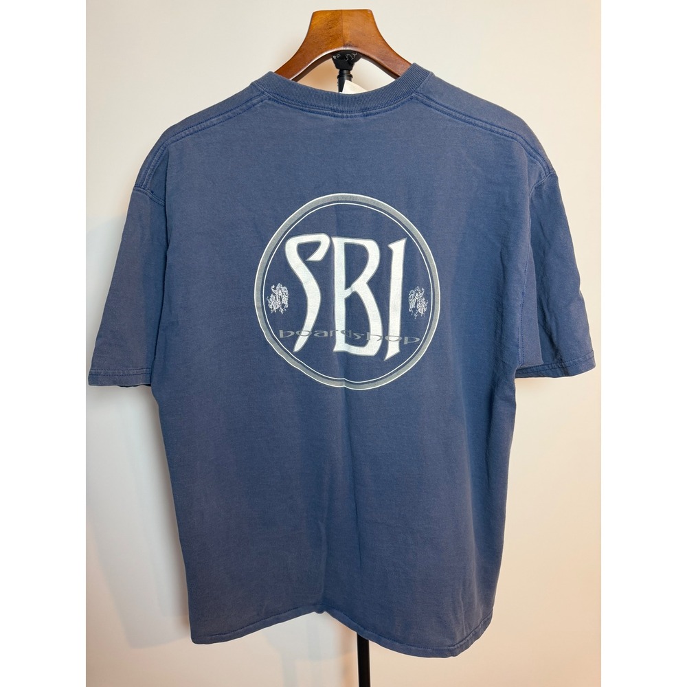 Vintage SBI Boardshop Graphic T-Shirt XL Navy Blue Fruit of the Loom Lofteez